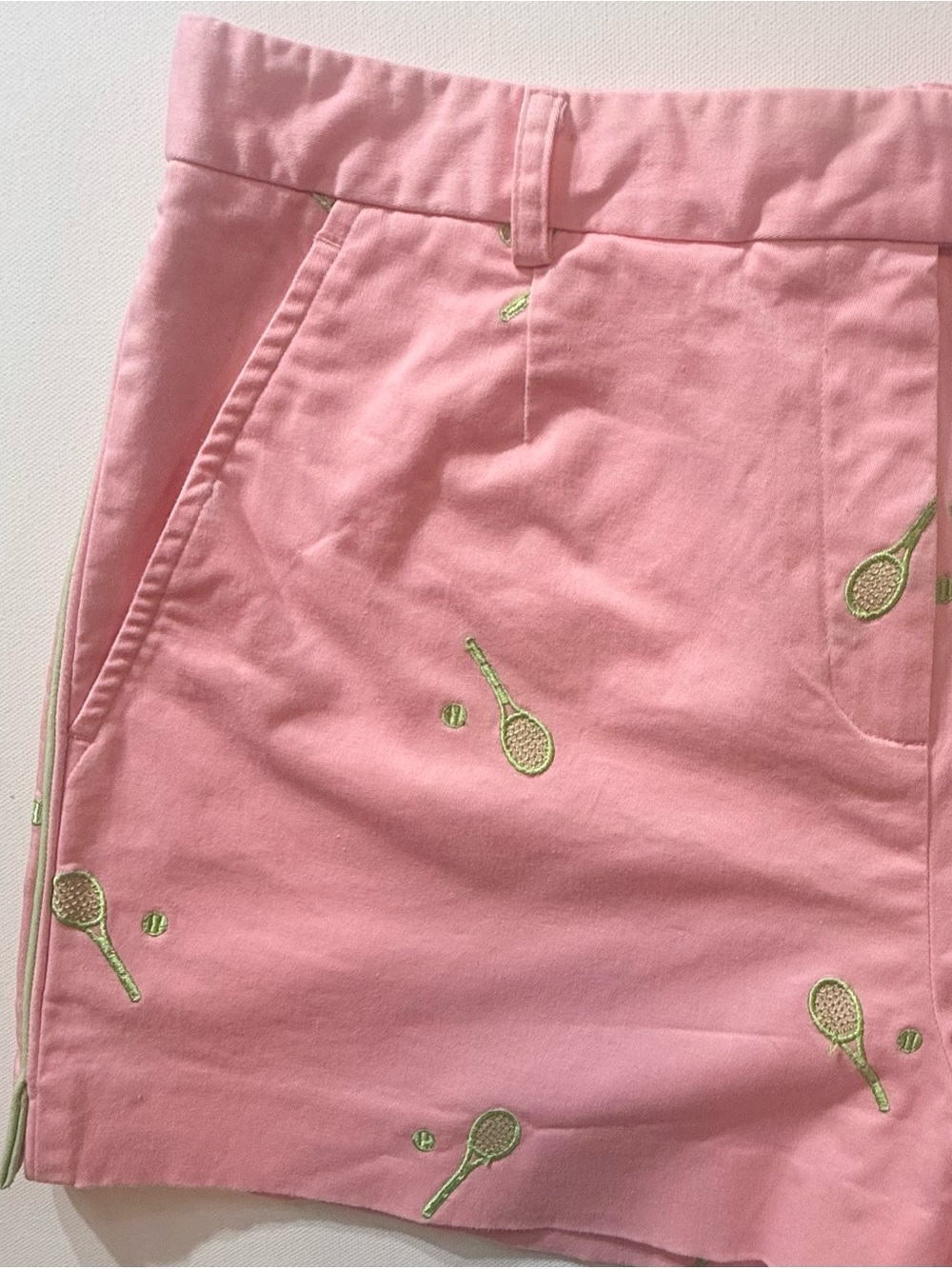 Lilly Pulitzer Pink Tennis Racquet Embroidered Shorts Size 8 Preppy - Picture 8 of 11